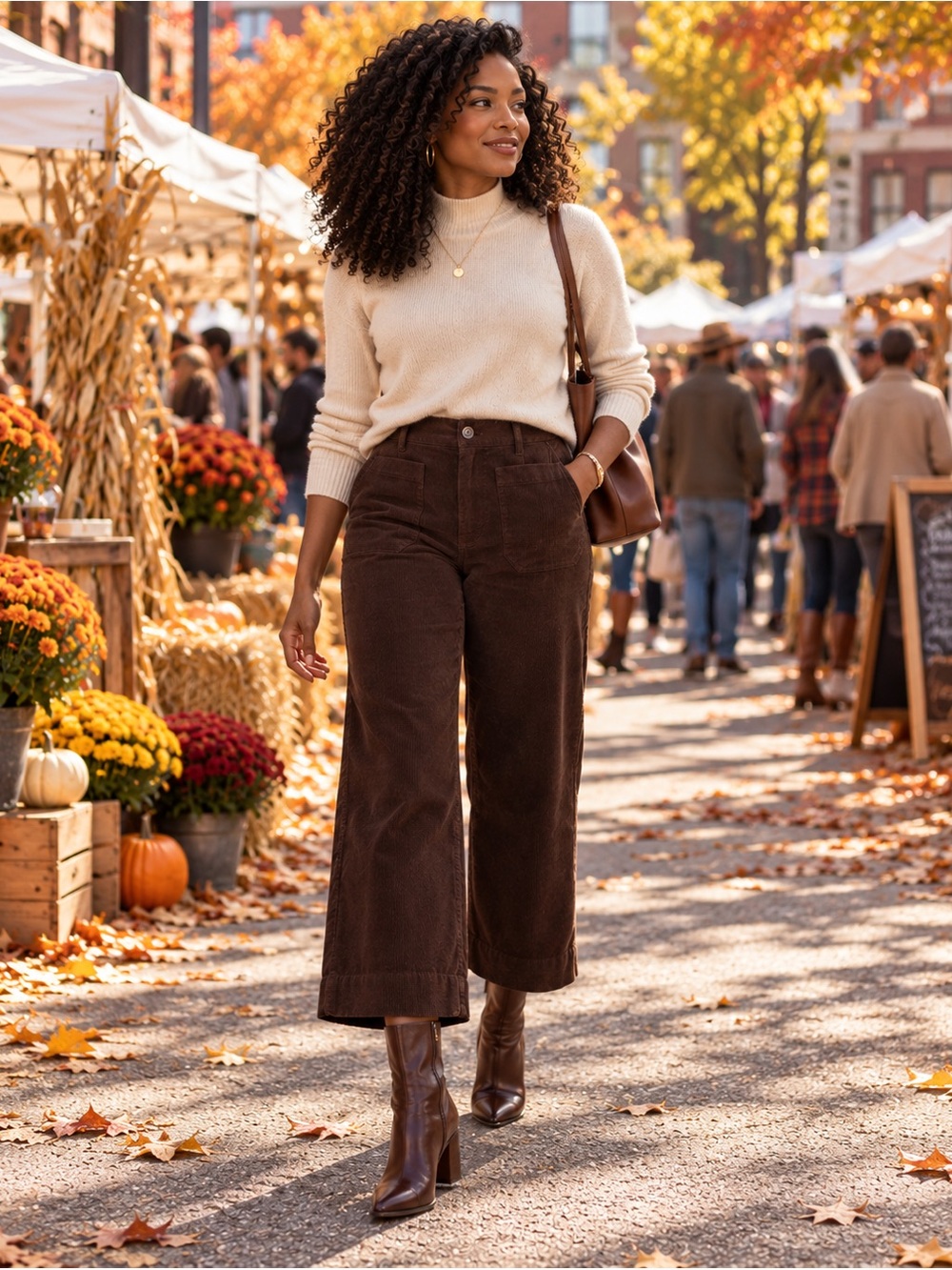 Quince Organic Stretch Corduroy Cropped Wide Leg Pants Espresso - Size 12
